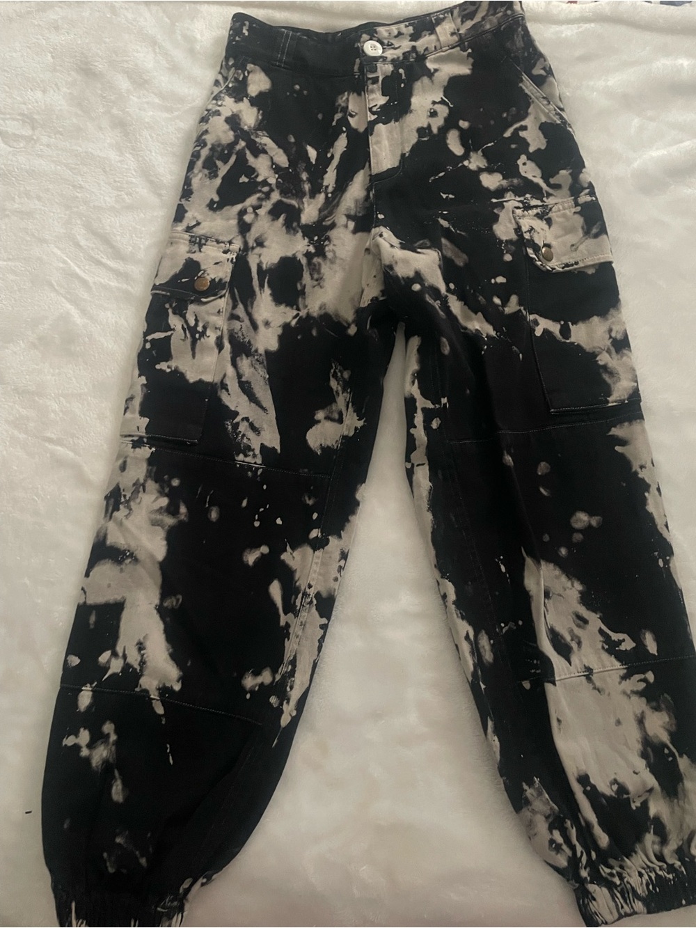 Carmar Sz 4 white black bleach wash denim cargo joggers utility streetwear